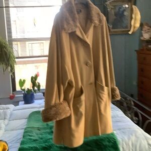 Searle Camel Cape with Faux Fur Trim